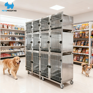High End Dnd High-quality Pet Beauty Salon Hospital Dogs Application Stainless Steel Pet Cages Removable Tray Carriers Houses Veterinary Cages With Wheels