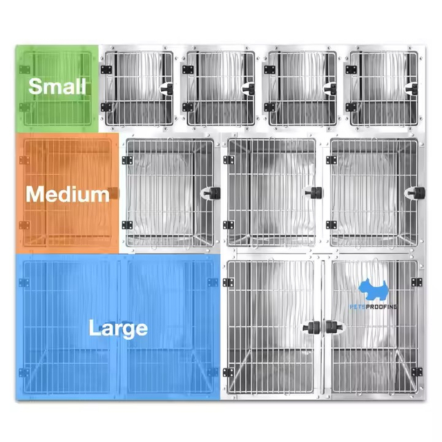 Petsproofing Modular Combination Type Veterinary Cage Stainless Steel VET Dog Cage for Pet Hospital Clinic Cage