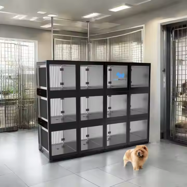 Petsproofing High Quality Stainless Steel Multifunctional Indoor Pet Cage for Vet Clinics Hospitals Dog Owners