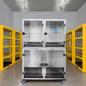 PETSPROOFING Multifunction Heavy Duty Metal Modular Stainless Steel Cat Pet Cages Dog Kennel Cage Banks Crates for Large Dogs