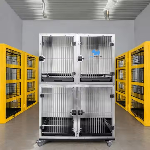 PETSPROOFING Multifunction Heavy Duty Metal Modular Stainless Steel Cat Pet Cages Dog Kennel Cage Banks Crates for Large Dogs