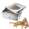 Eco Friendly Custom-made Portable Non-slip Xl Stainless Steel Cat Litter Toilet Box Metal Reduce Smell Cat Litter Trays for Cats
