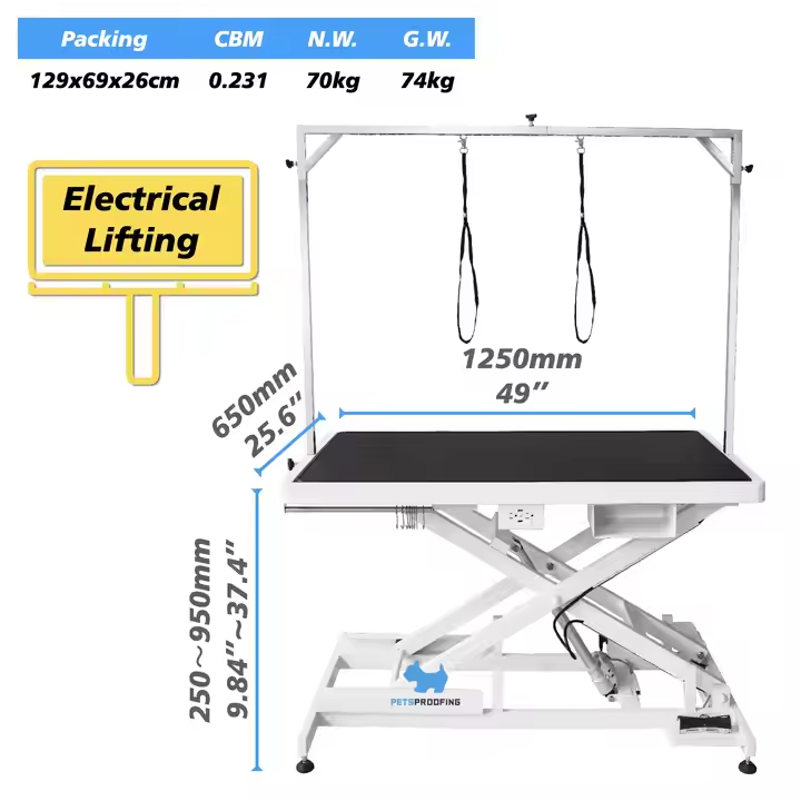 Pet grooming tools and equipment setup